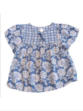 3/$20 GAP Boho Floral Blouse Flutter Sleeve Top Girls Small Blue White Boho